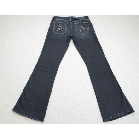 7 For All ManKind Jeans Womens 27 Blue Cotton Blend Stretch Flared Leg A Pocket - Picture 2 of 7